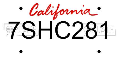 7SHC281 California License Plate