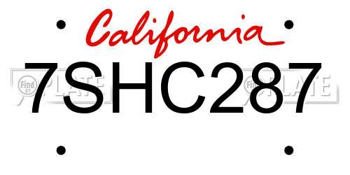 7SHC287 California License Plate