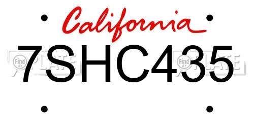 7SHC435 California License Plate