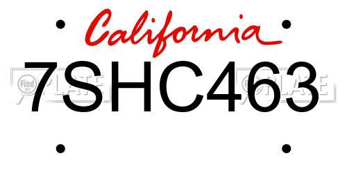 7SHC463 California License Plate