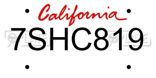 7SHC819 California License Plate