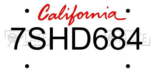 7SHD684 California License Plate
