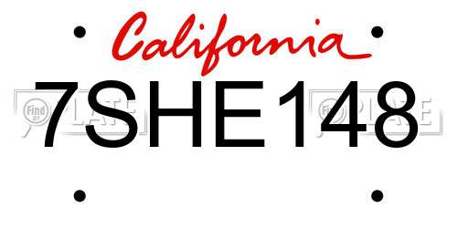 7SHE148 California License Plate