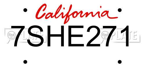 7SHE271 California License Plate