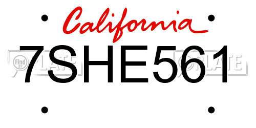 7SHE561 California License Plate
