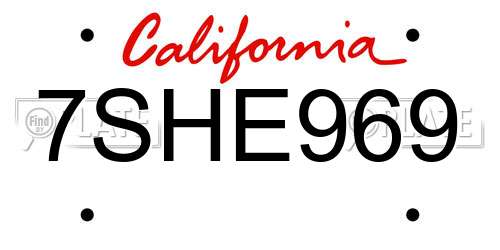 7SHE969 California License Plate