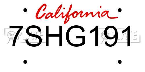 7SHG191 California License Plate