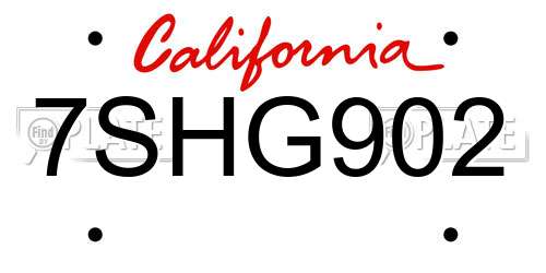 7SHG902 California License Plate