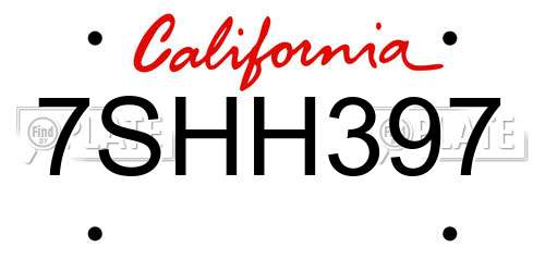 7SHH397 California License Plate