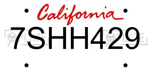 7SHH429 California License Plate