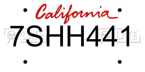 7SHH441 California License Plate