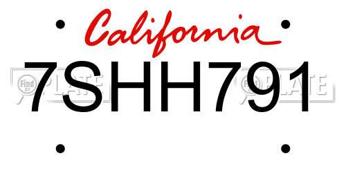 7SHH791 California License Plate