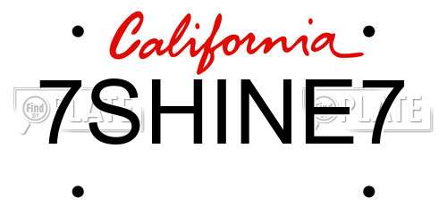 7SHINE7 California License Plate