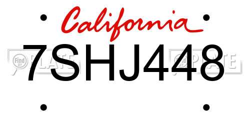 7SHJ448 California License Plate