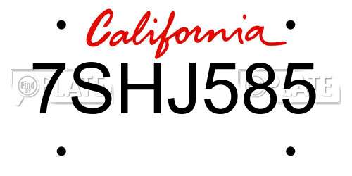7SHJ585 California License Plate