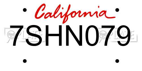 7SHN079 California License Plate