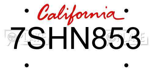 7SHN853 California License Plate
