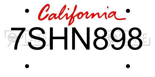 7SHN898 California License Plate