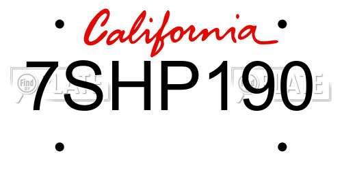 7SHP190 California License Plate
