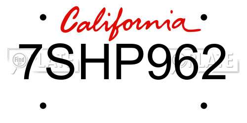 7SHP962 California License Plate