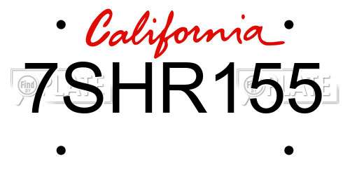 7SHR155 California License Plate