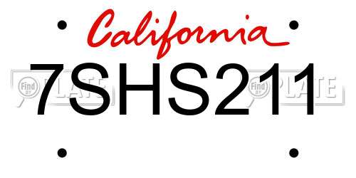 7SHS211 California License Plate