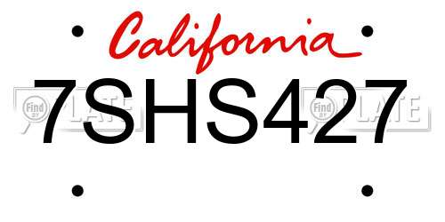 7SHS427 California License Plate