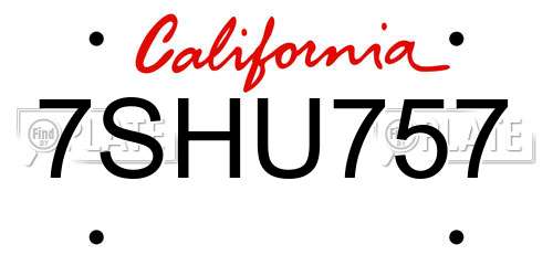 7SHU757 California License Plate