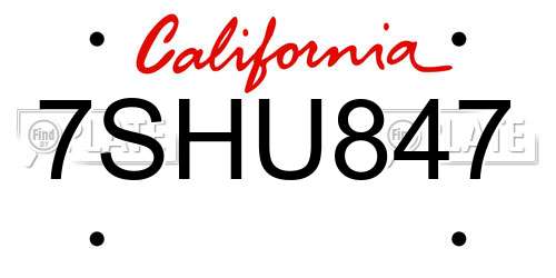 7SHU847 California License Plate