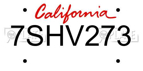 7SHV273 California License Plate