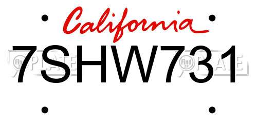 7SHW731 California License Plate
