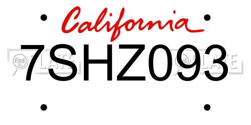 7SHZ093 California License Plate