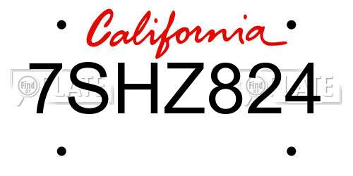 7SHZ824 California License Plate