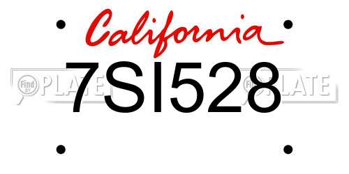 7SI528 California License Plate