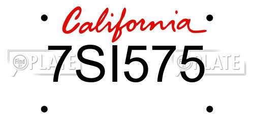 7SI575 California License Plate
