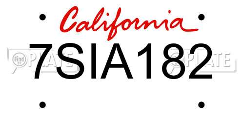 7SIA182 California License Plate