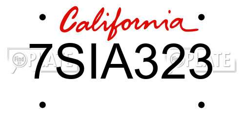 7SIA323 California License Plate