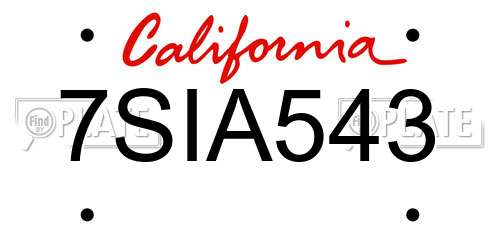 7SIA543 California License Plate