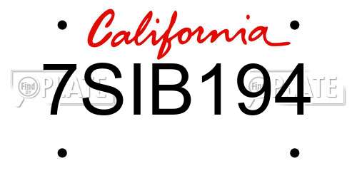 7SIB194 California License Plate