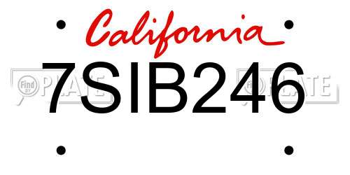 7SIB246 California License Plate