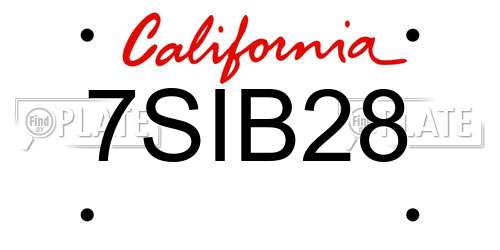 7SIB28 California License Plate