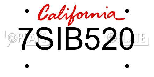7SIB520 California License Plate