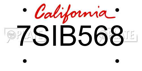 7SIB568 California License Plate