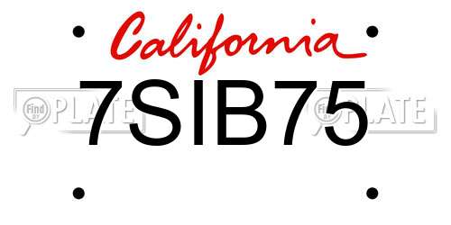 7SIB75 California License Plate