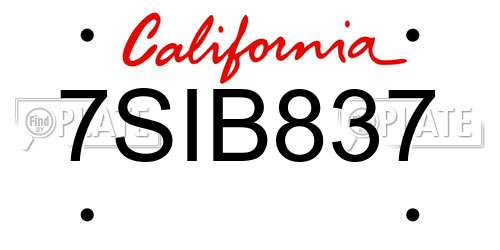 7SIB837 California License Plate