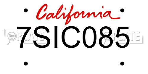 7SIC085 California License Plate