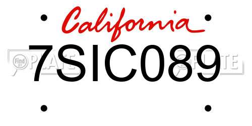 7SIC089 California License Plate