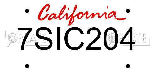 7SIC204 California License Plate