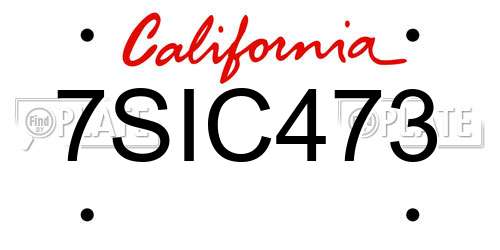 7SIC473 California License Plate