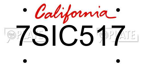 7SIC517 California License Plate